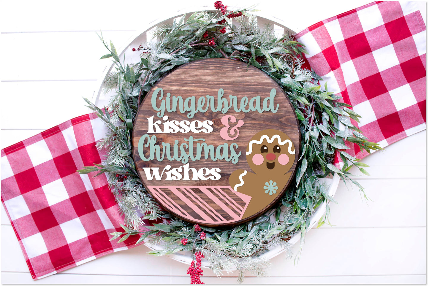 Gingerbread kisses and Christmas wishes sign