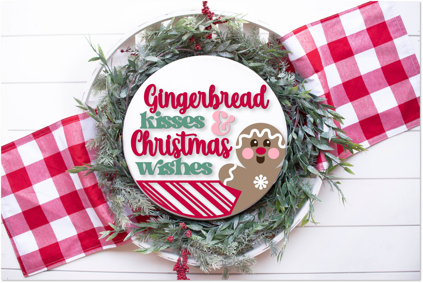 Gingerbread kisses and Christmas wishes sign