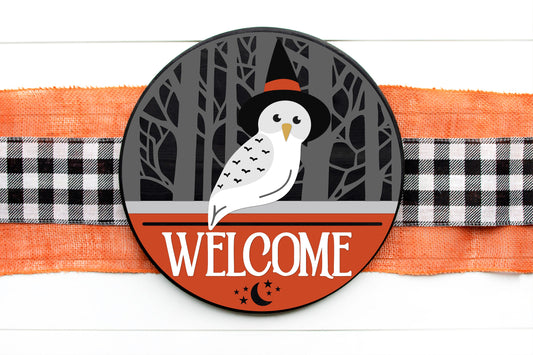Witch owl Halloween DIY sign