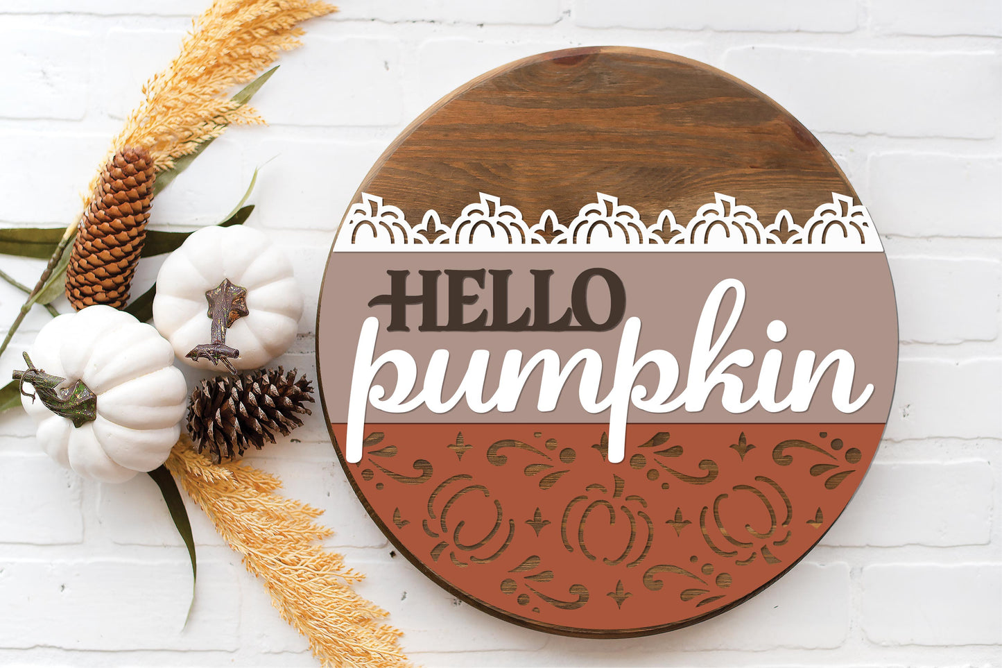 Hello Pumpkin elegant fall door sign