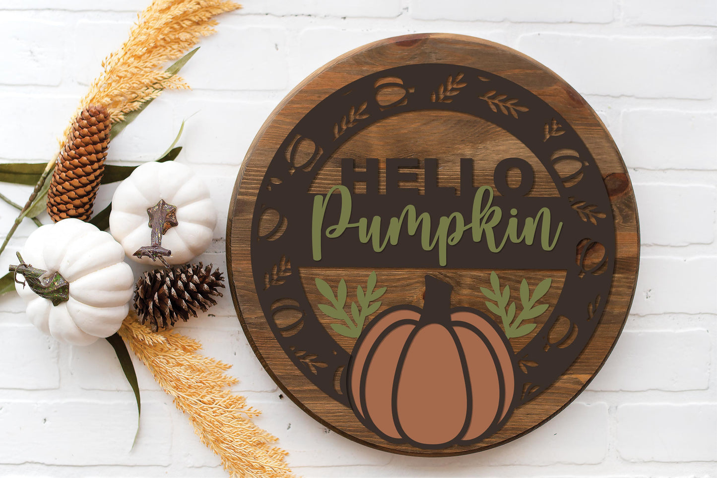 Hello pumpkin fall door sign