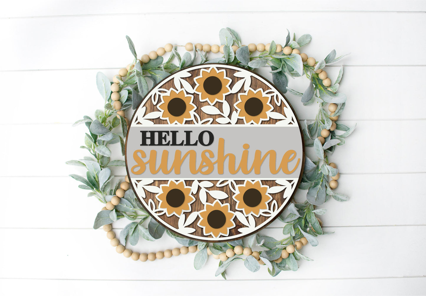 Hello Sunshine sunflower door sign