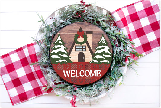 Welcome Christmas lodge sign