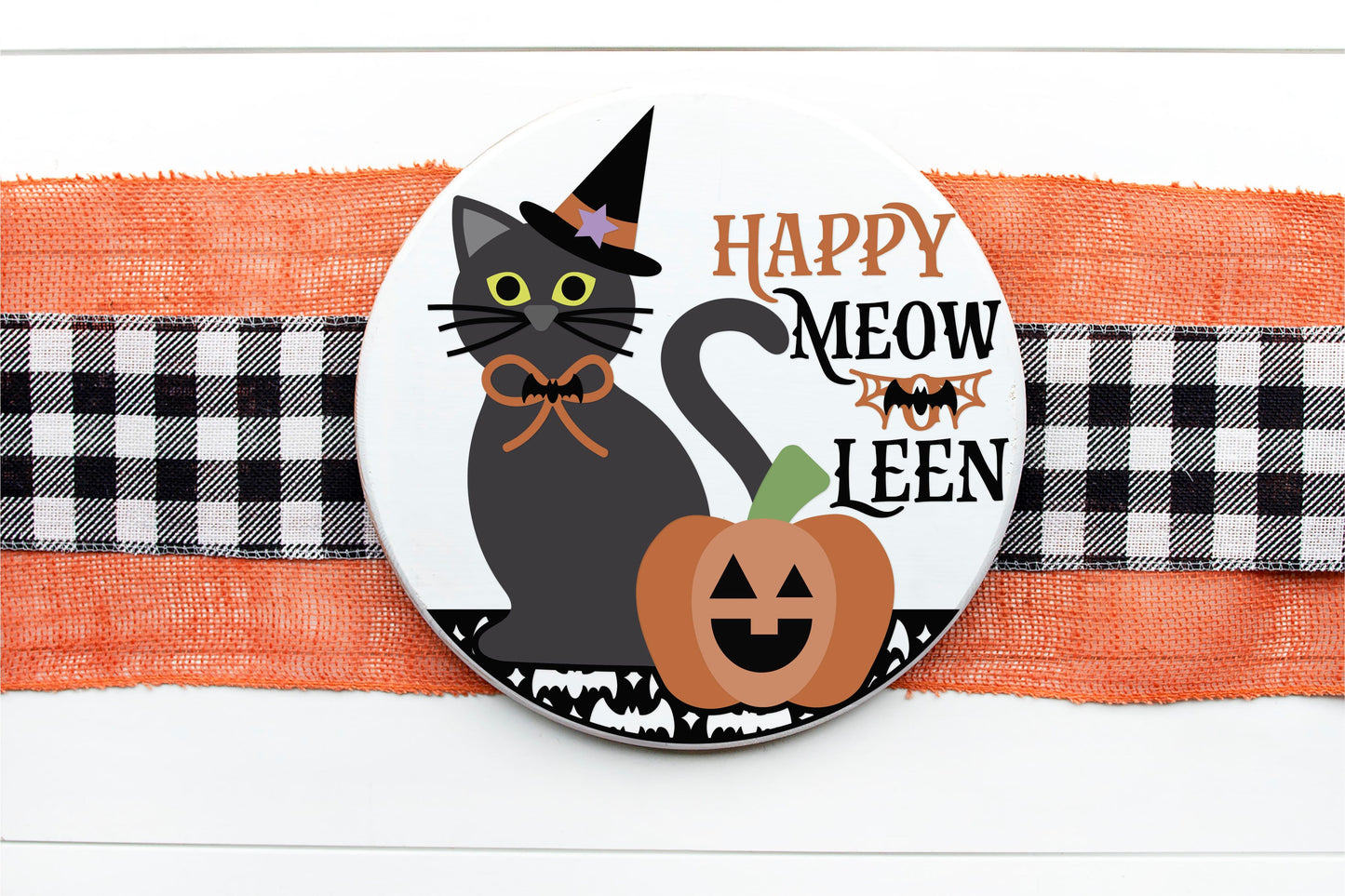 Witch cat Halloween Sign