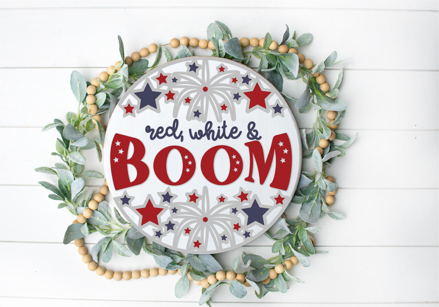 Red, White and boom patriotic door sign