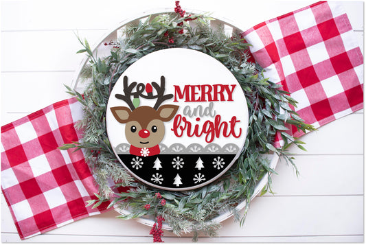 Merry and bright Christmas door sign