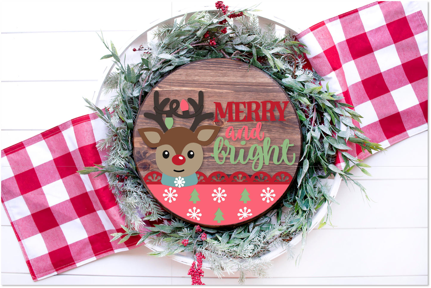 Merry and bright Christmas door sign