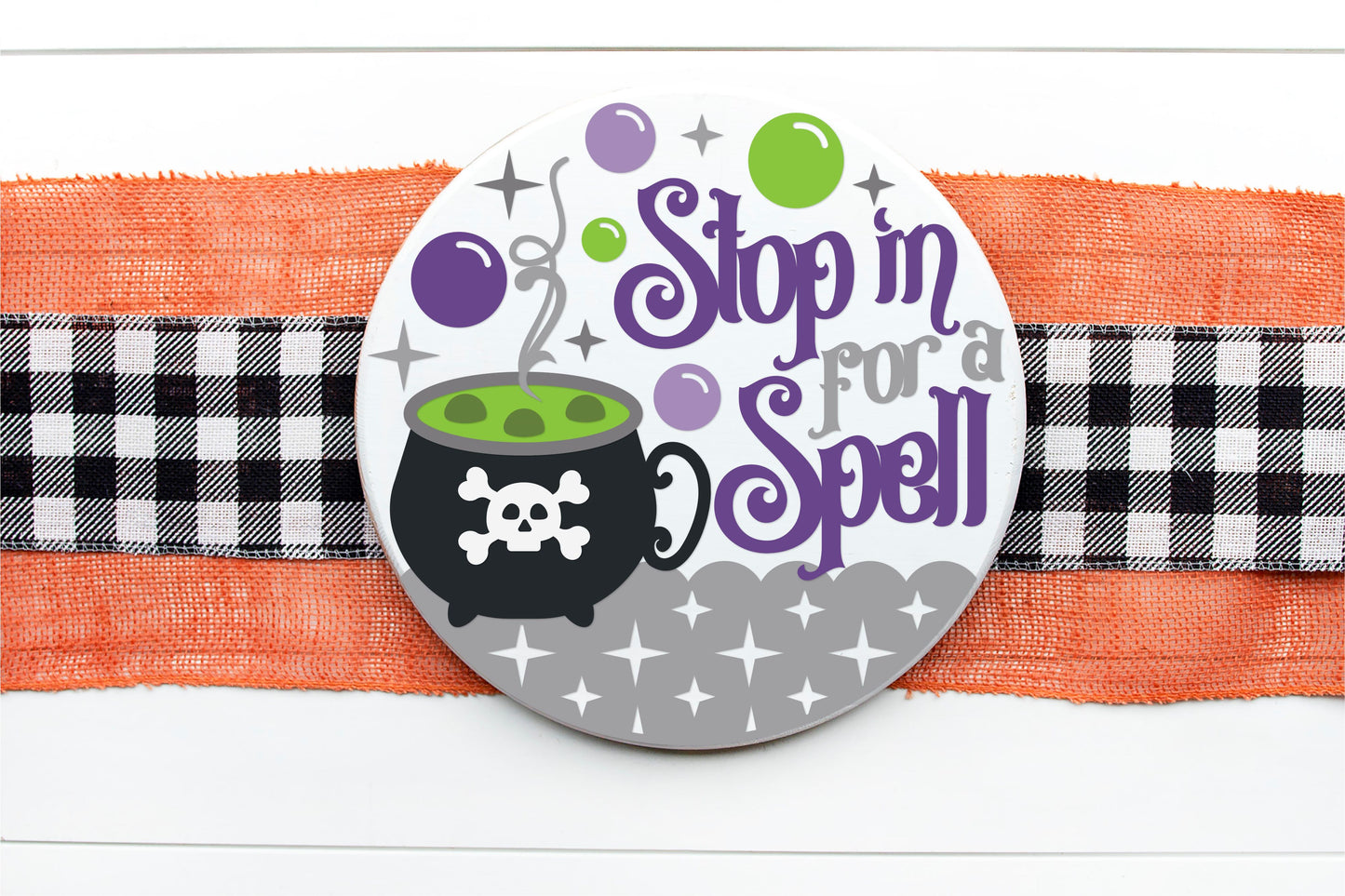 Stop in for a spell cauldron Halloween DIY sign