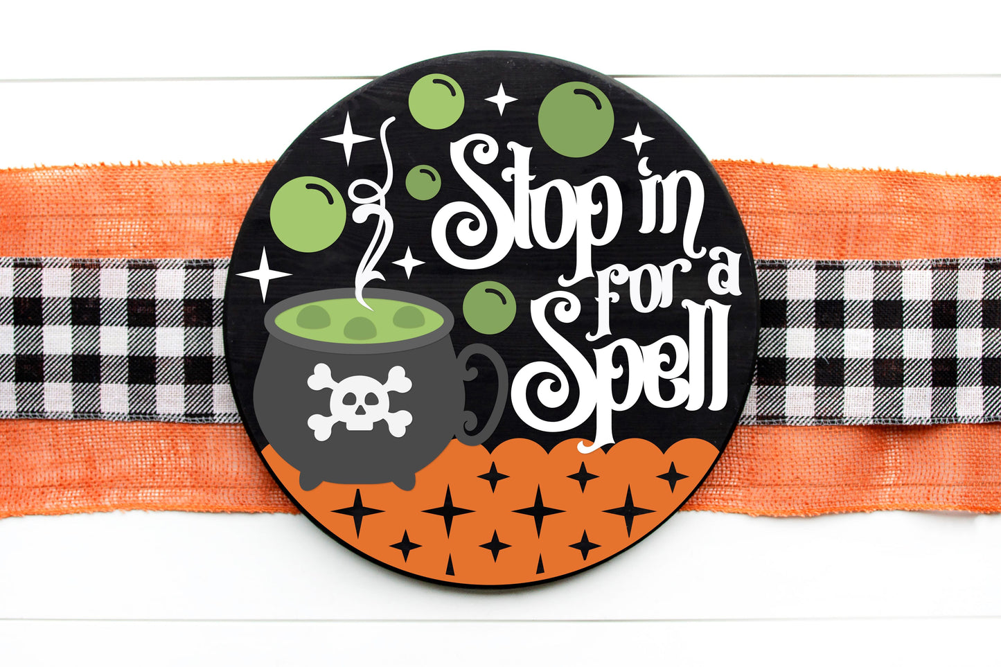 Stop in for a spell cauldron Halloween DIY sign