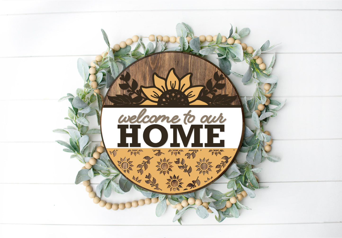 Welcome to our home sunflower door sign