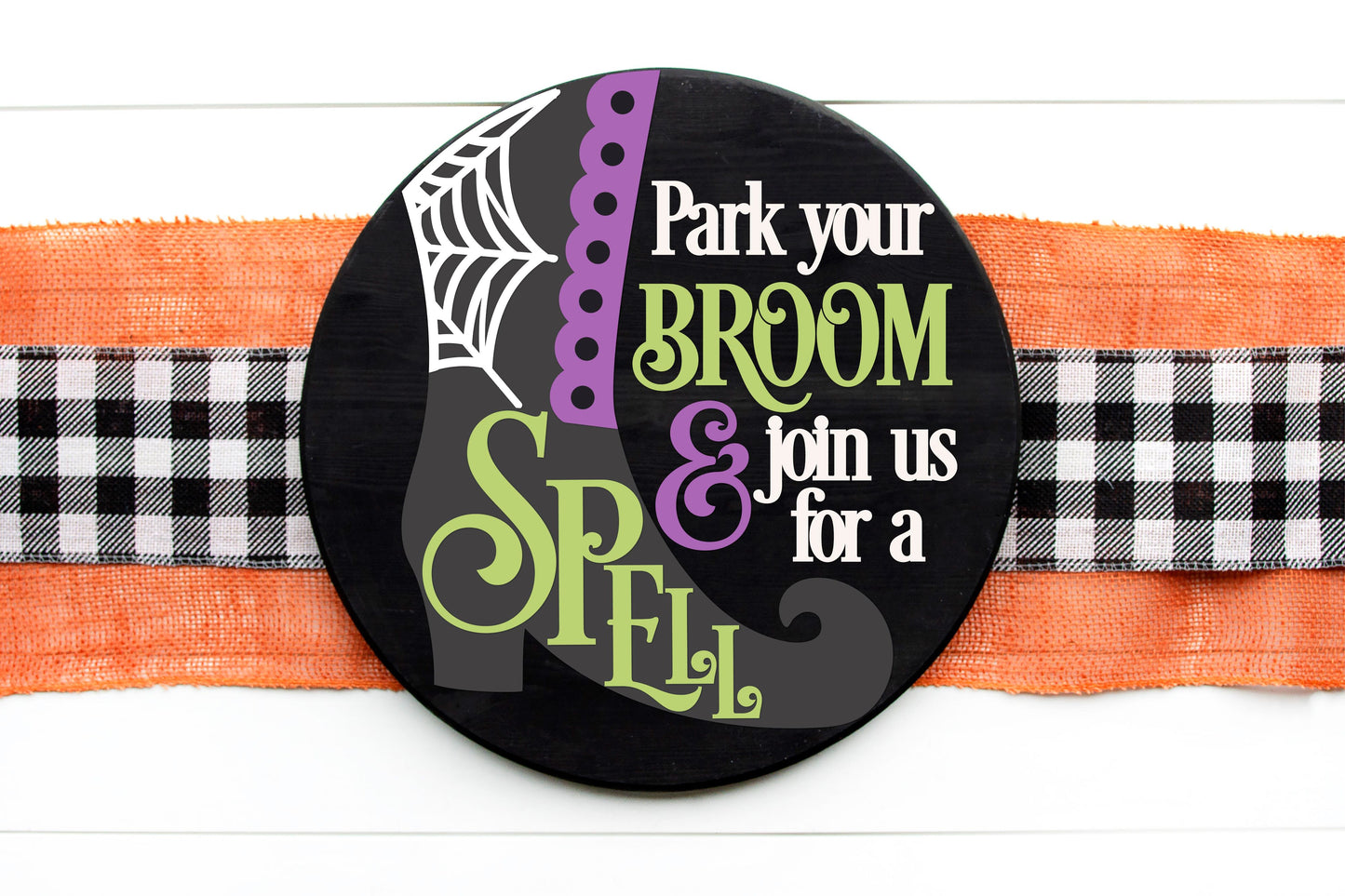 Witch boot Halloween sign