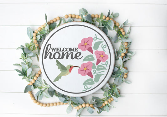 Welcome home sign with humming bird and flowers DIY kit