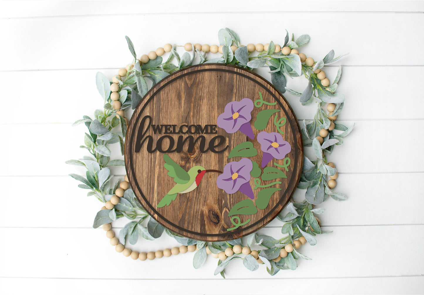 Welcome home sign with humming bird and flowers DIY kit
