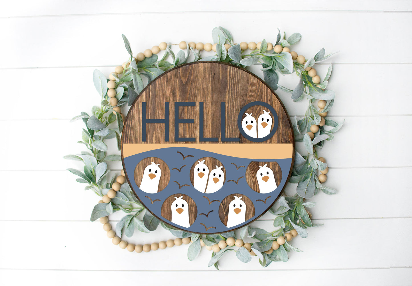 Hello sign with seagulls DIY kit