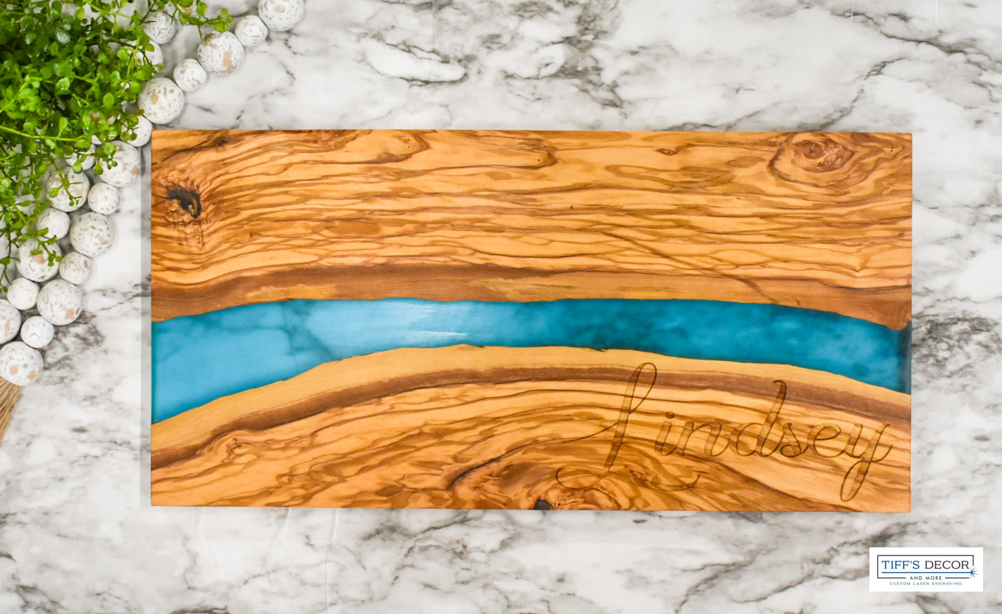 Olive wood resin cutting charcuterie board and coasters