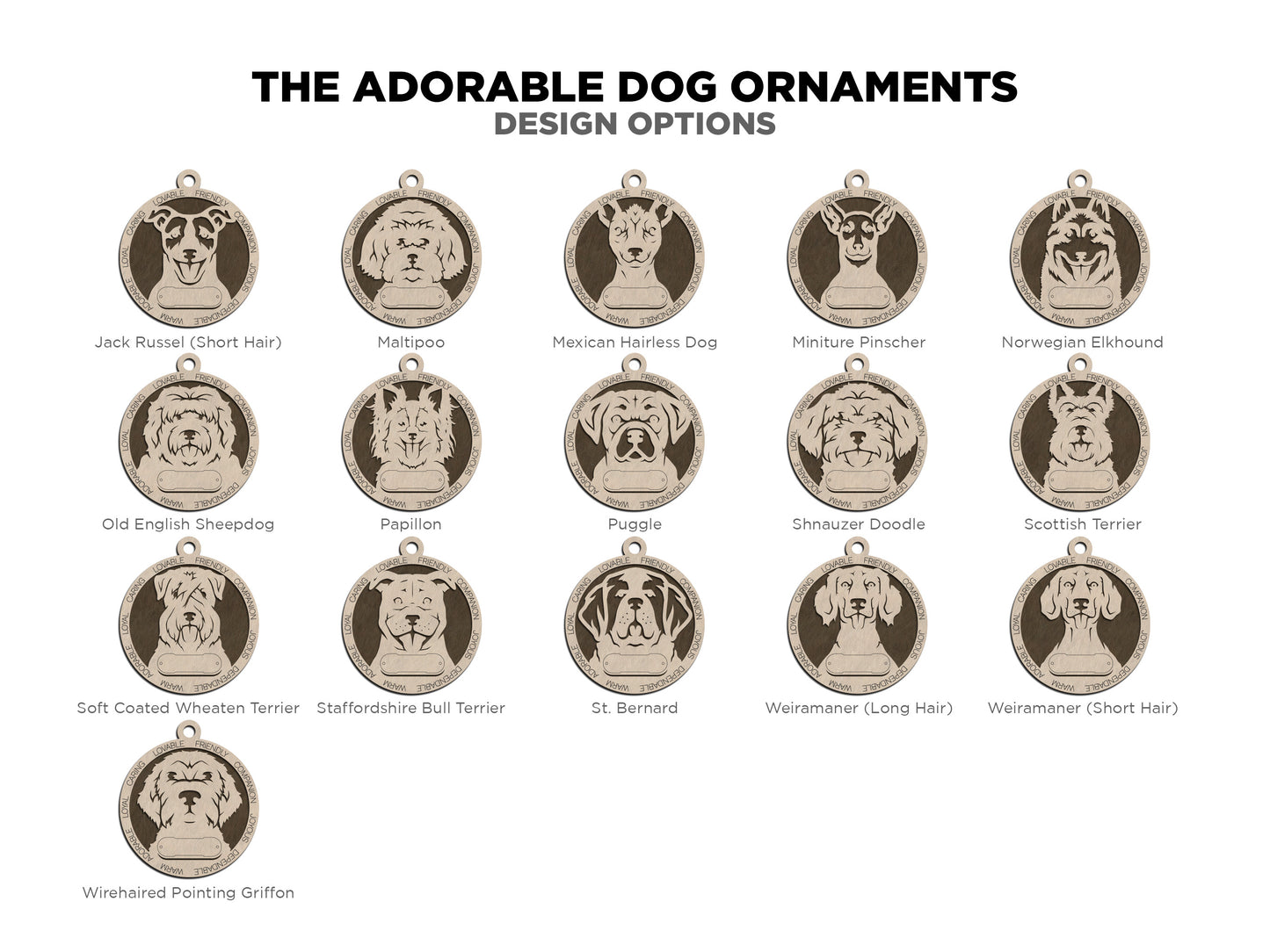 Adorable dog breed ornament, magnet or keychain