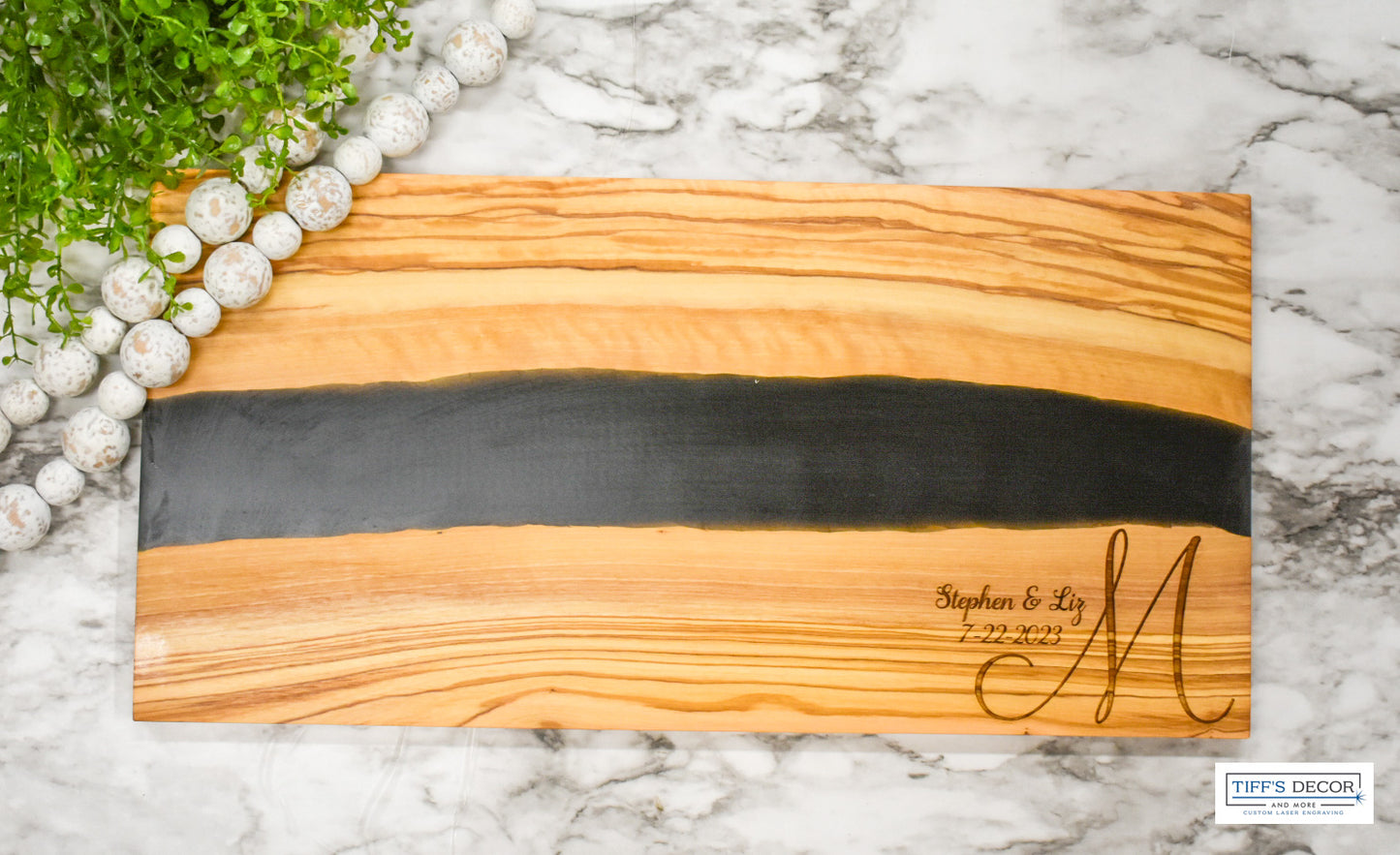 Olive wood resin cutting charcuterie board and coasters