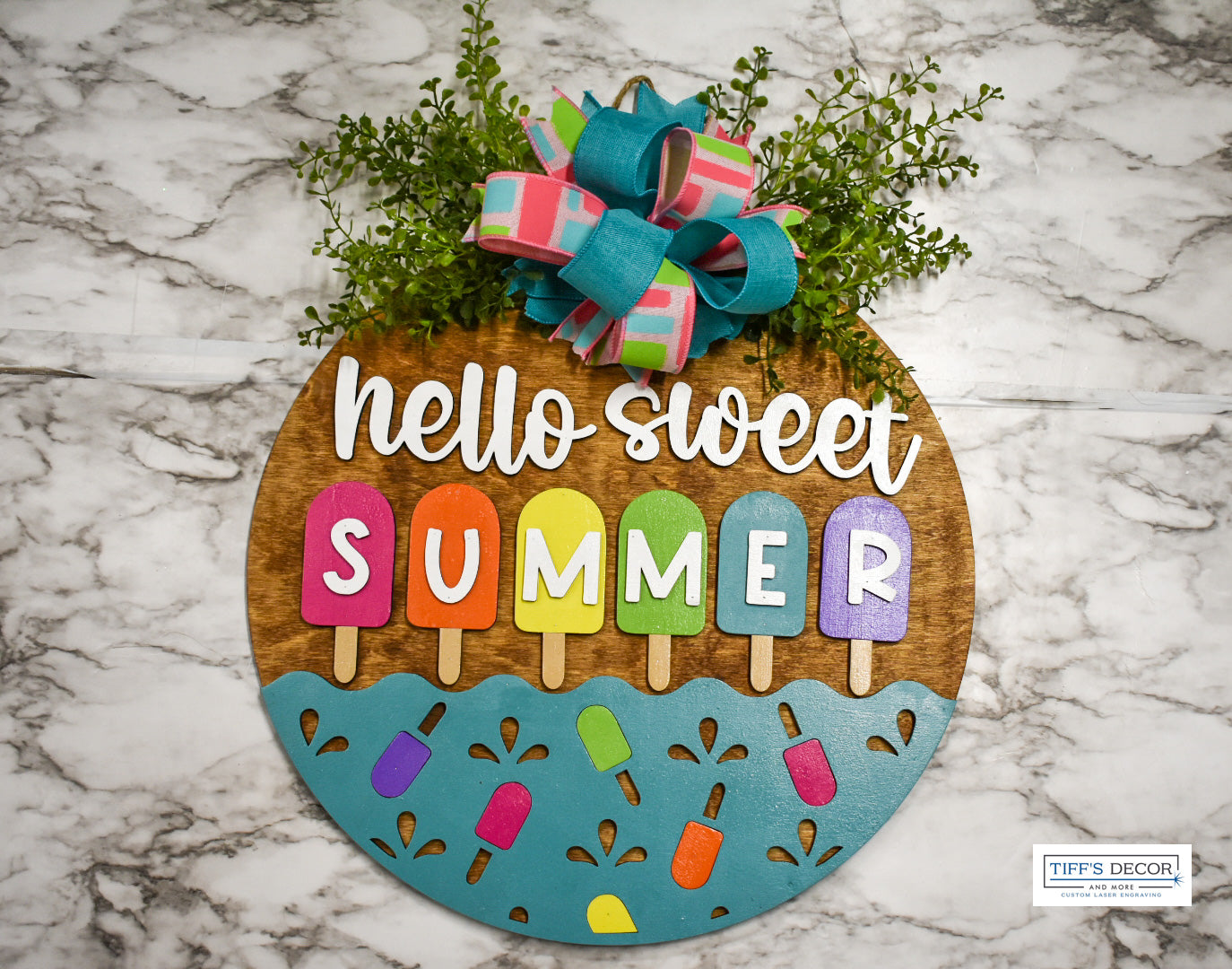 Sweet summer popsicle front door wreath sign