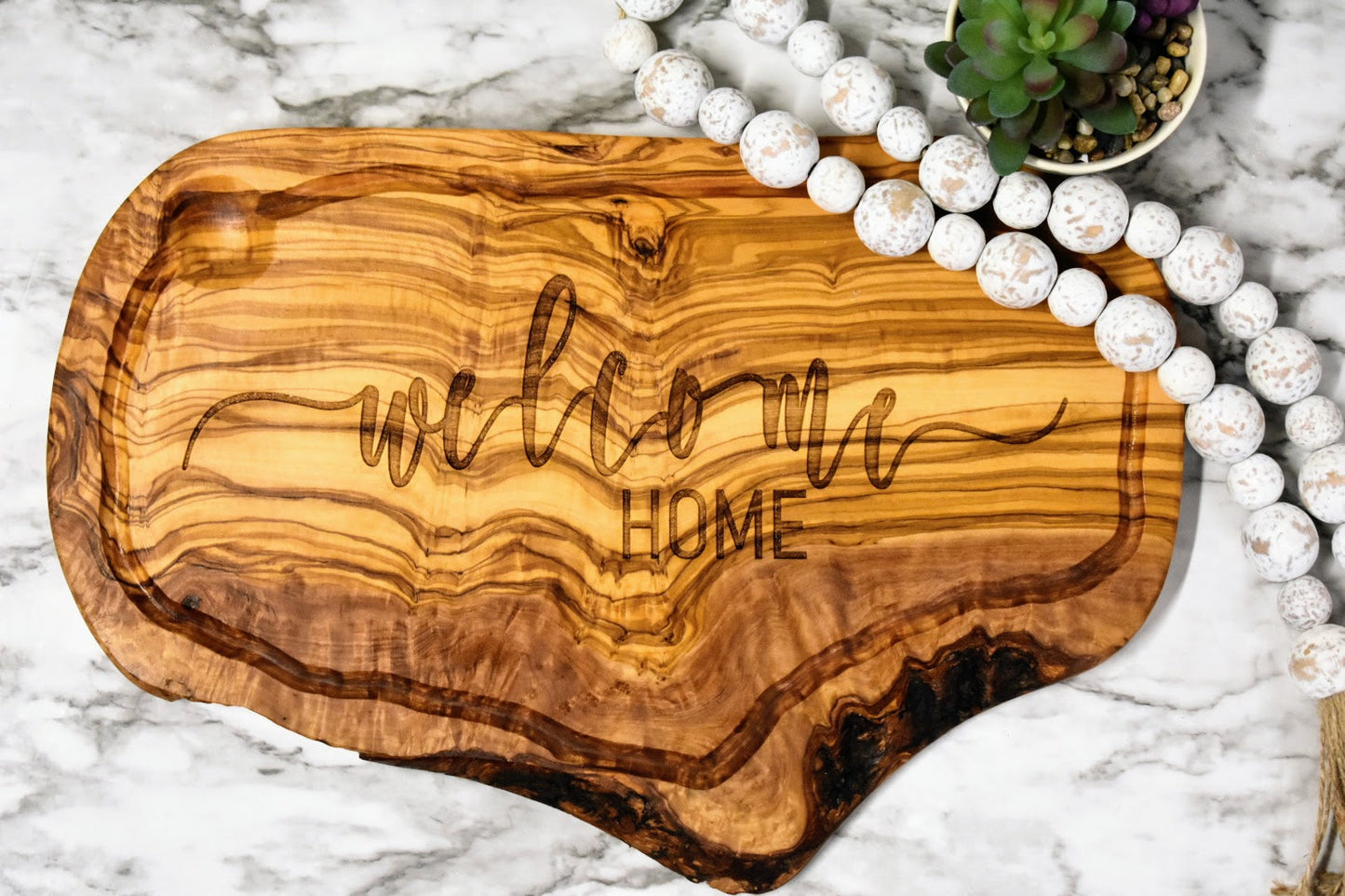 Natural Olive wood charcuterie cutting board 19 inch