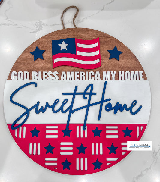 God Bless American Home Sweet Home DIY sign