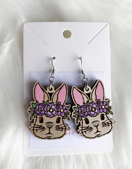 Bunny with flower crown earrings