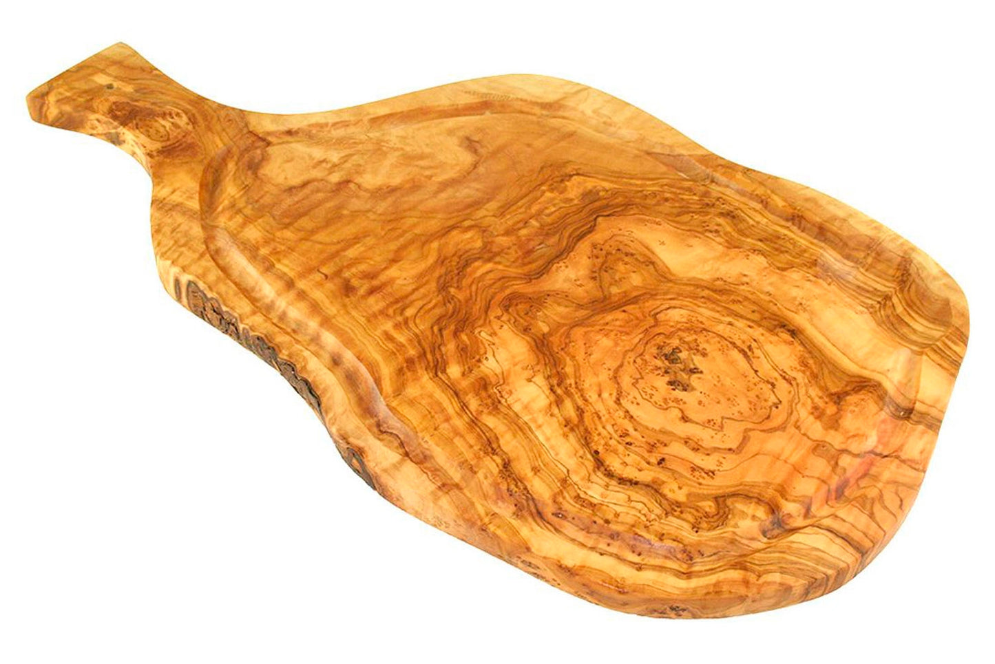 Olive wood cutting charcuterie board with handle and juice groove 14 inches