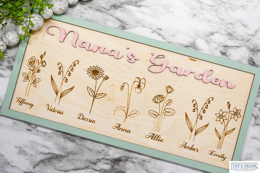 Birth Flower Garden Sign Personalized
