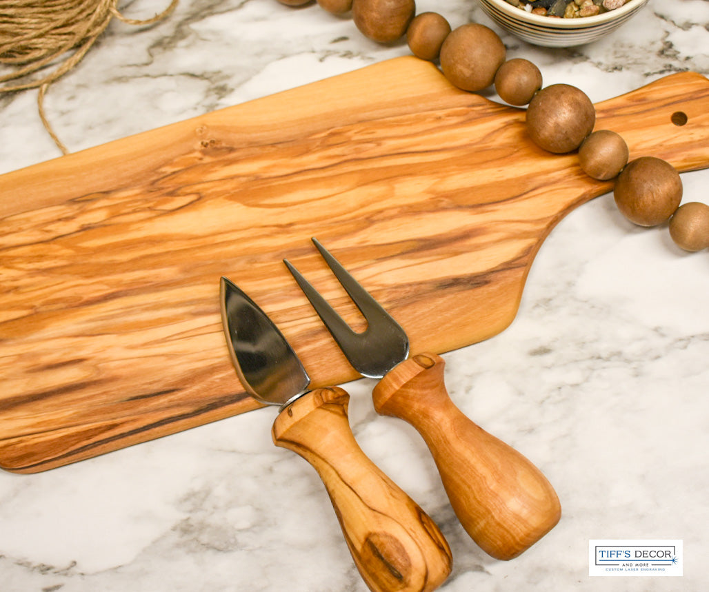 Cheese fork and knife for charcuterie board