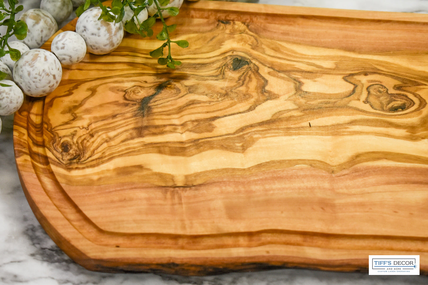 Olive wood cutting charcuterie chopping board with juice groove