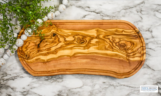 Olive wood cutting charcuterie chopping board with juice groove 18 inch
