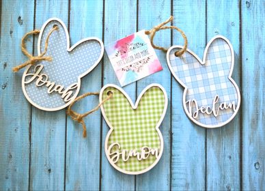 Easter basket personalized bunny tag