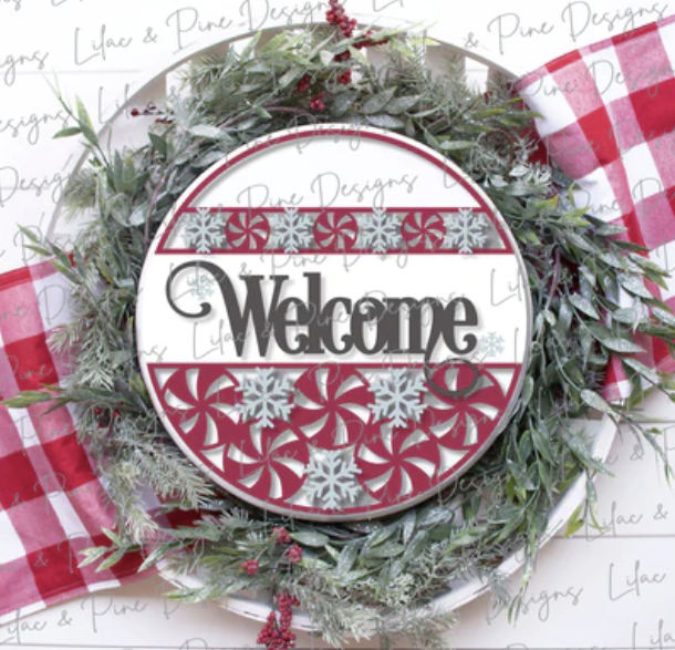Welcome winter and Christmas door sign