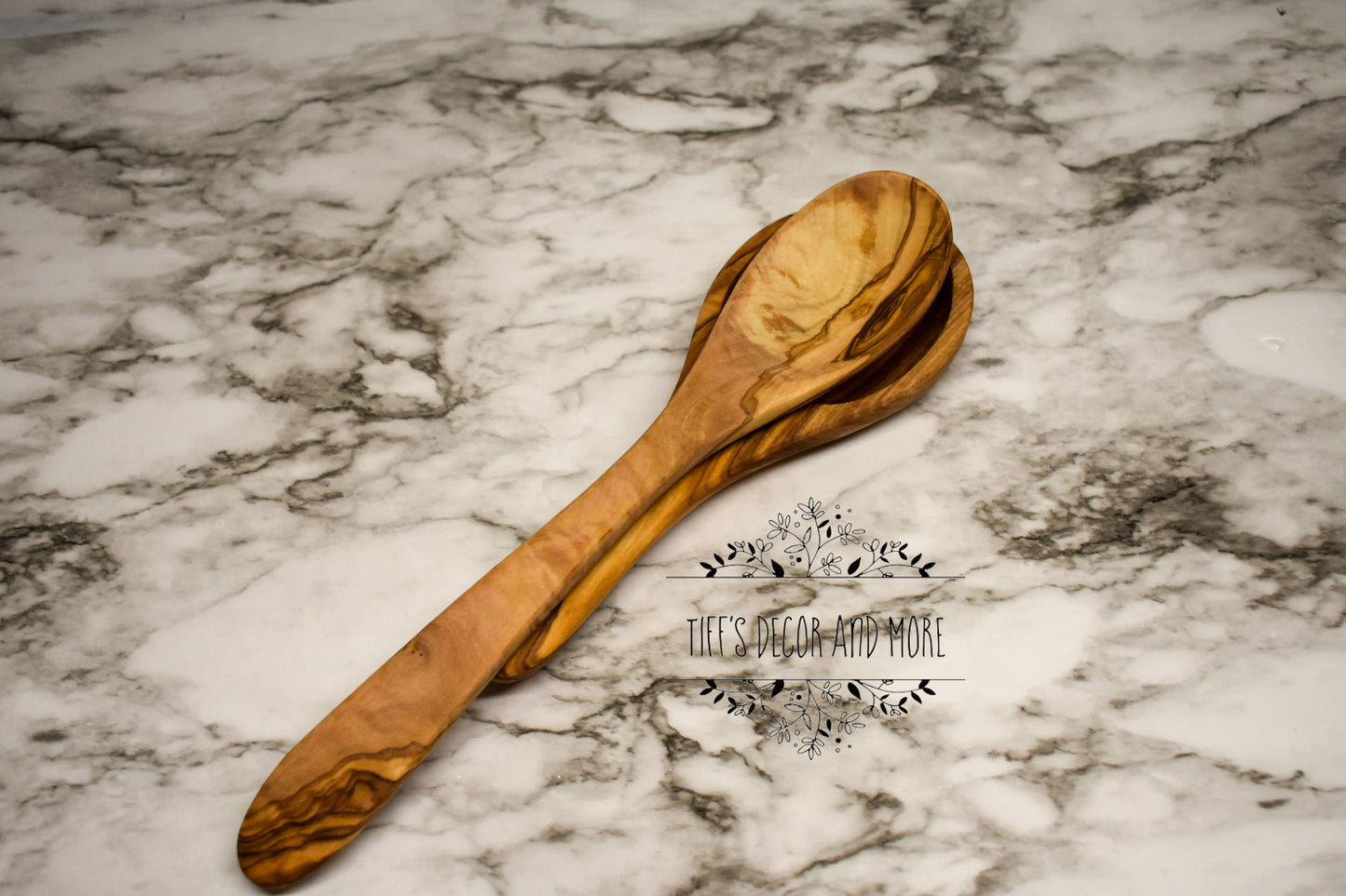 Olive wood oval spoon