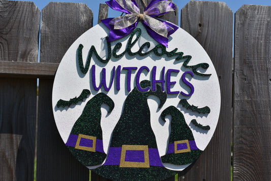 Welcome witches with hats DIY sign