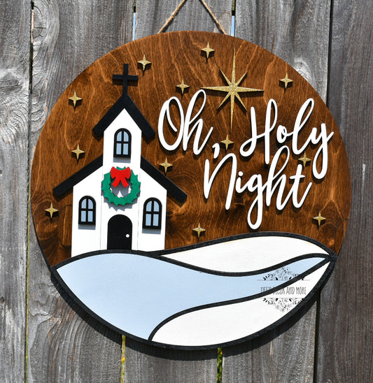 O Holy night round door sign